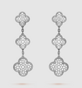 [Elowen jewels ]CLOVER 3-MOTIV DIAMANT-OHRHÄNGER SILBER