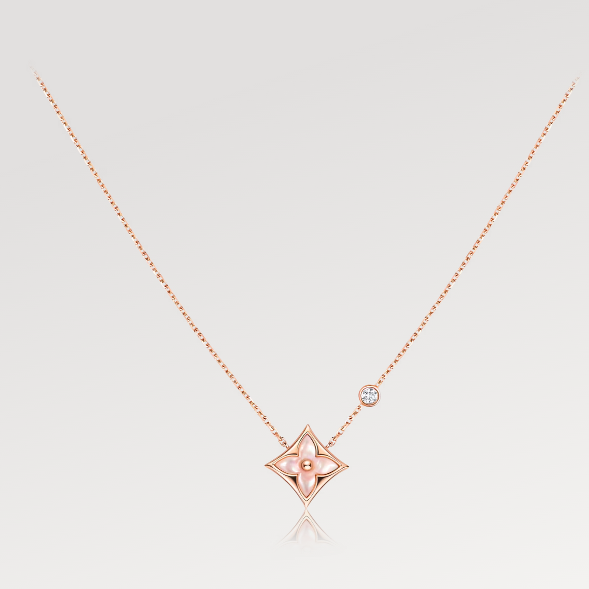 [Elowen jewels ]STAR PINK MOP 1 DIAMOND PINK GOLD NECKLACE