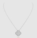 [Elowen jewels ]CLOVER 25MM GROSSER ANHÄNGER MIT DIAMANT-PAVÉ SILBERHALSKETTE