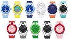 Exclusive Royal Oak Pop model, steel frosted gold case with a silicone strap
