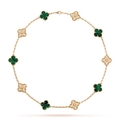 [Elowen jewels ]CLOVER 10 MOTIFS MALACHITE DIAMOND NECKLACE