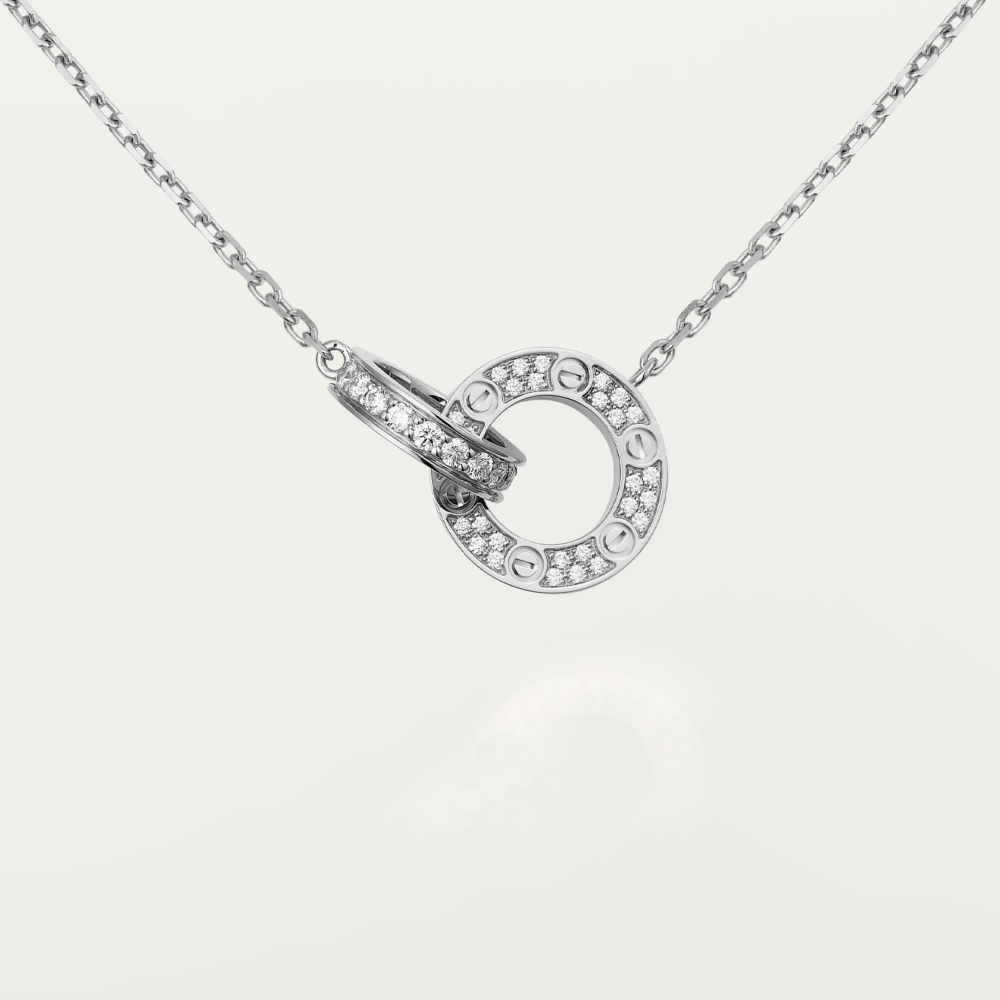 [Elowen jewels ]LOVE 7.6MM NECKLACE ROSE GOLD AND SILVER  FULL DIAMOND
