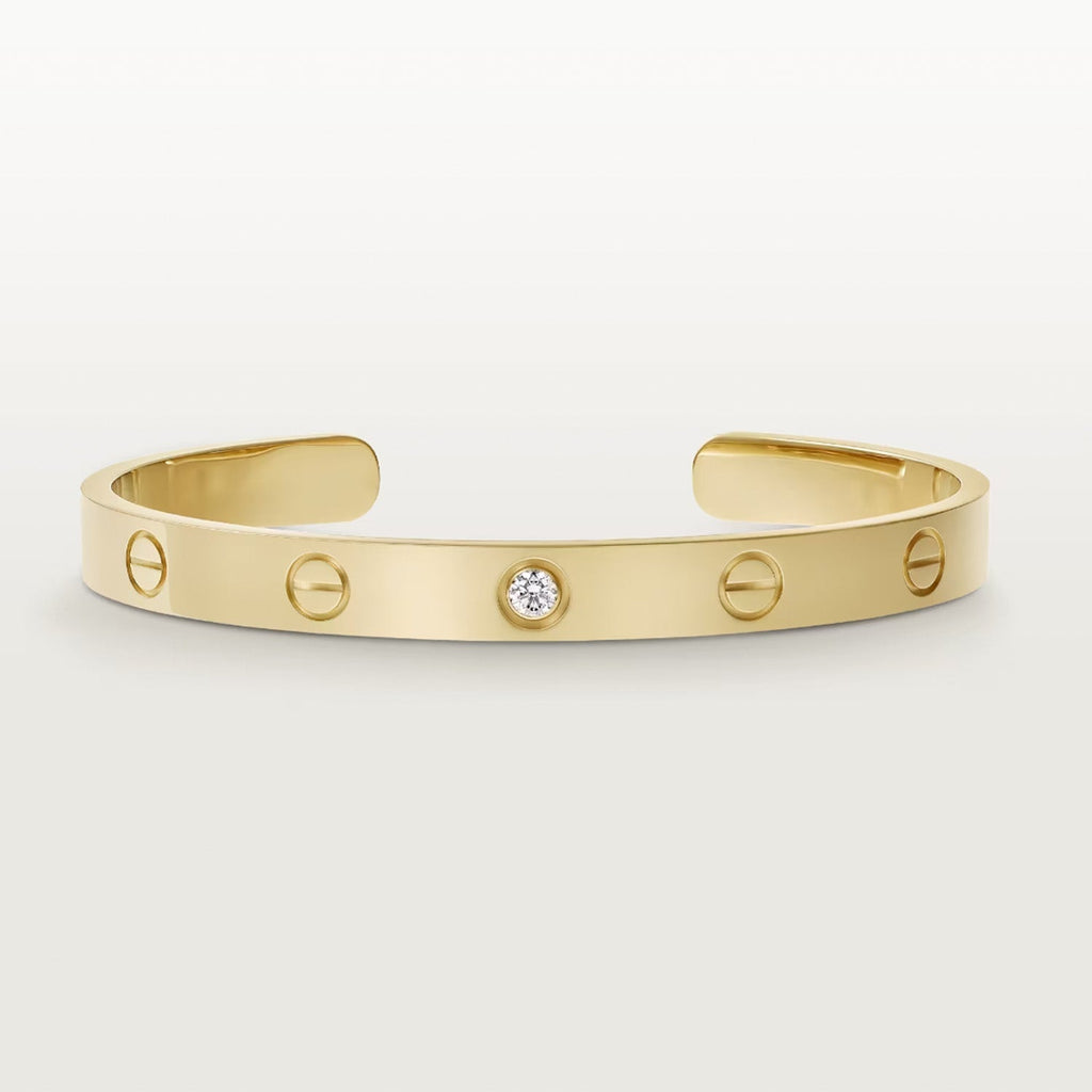 [Elowen jewels ]LOVEブレスレット 6.1MM 1ダイヤモンド オープンカフ