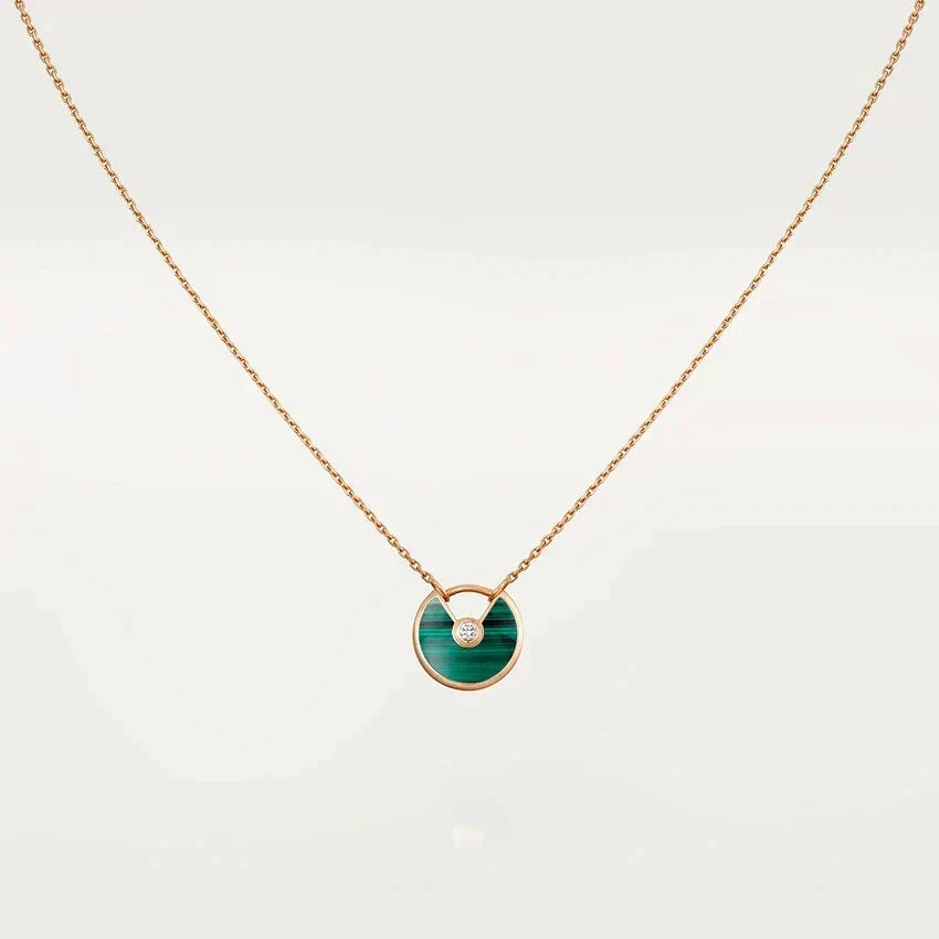[Elowen jewels ]AMULETTE HALSKETTE AUS ROSÉGOLD MIT MALACHIT