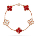 [Elowen jewels ]KLEEBATT-ARMBAND MIT 5 MOTIVEN, ROTES MUSTER, KOLLEKTION