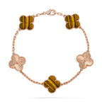 [Elowen jewels ] KOLLEKTION KLEEBLATT ARMBAND MIT 5 TIGERAUGE-MOTIVEN