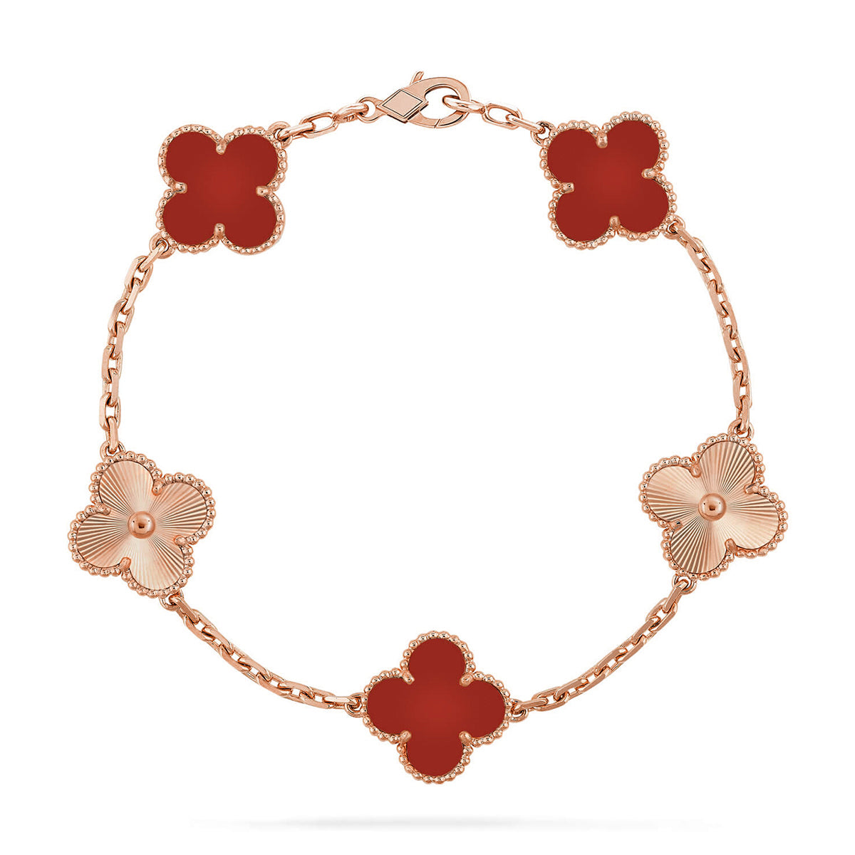 [Elowen jewels ] CLOVER 5 MOTIF RED CORNELIAN BRACELET COLLECTION