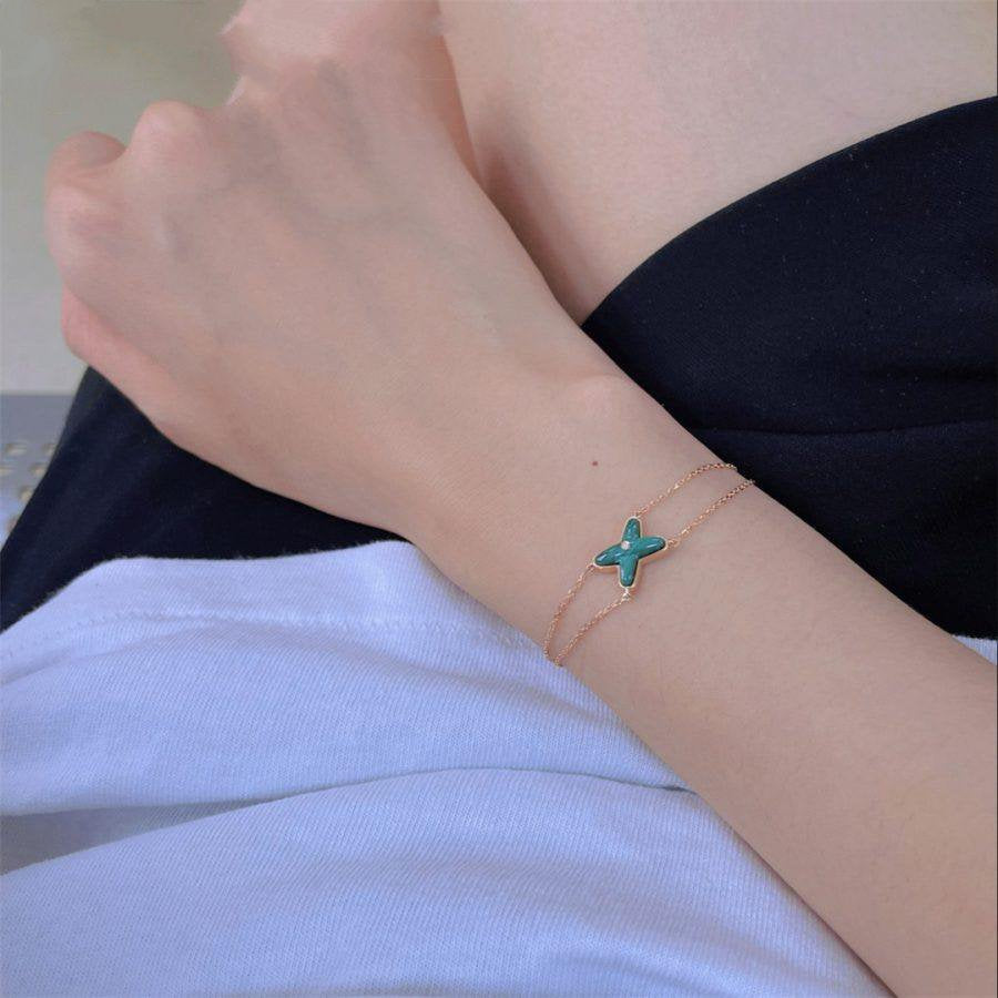 [Elowen jewels ]JEUX BRACELET MALACHITE PINK GOLD 1 DIAMOND
