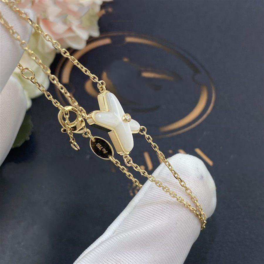 [Elowen jewels ]JEUX ブレスレット ホワイトマザーオブパール ゴールド ダイヤモンド1石