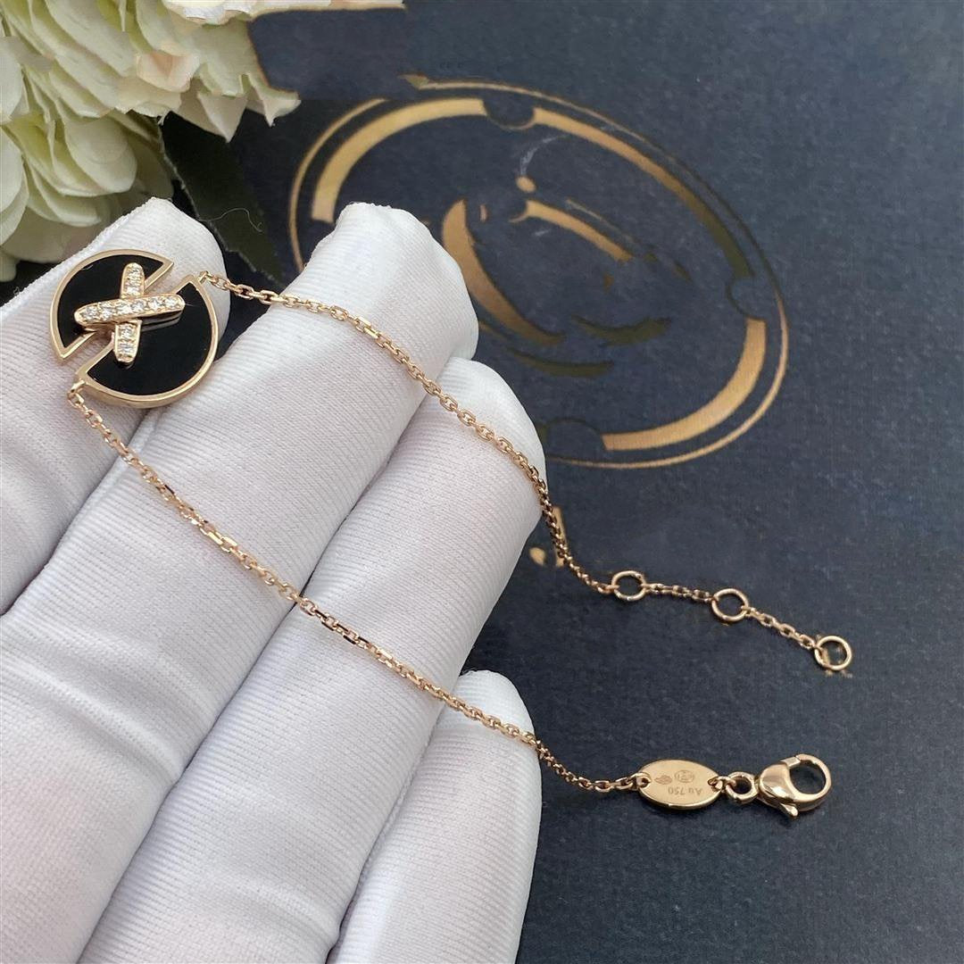 [Elowen jewels ]JEUX DE BRACELET ONYX PINK GOLD DIAMOND