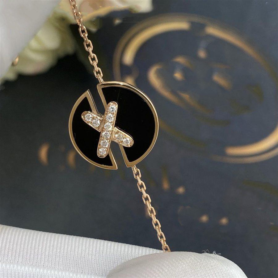 [Elowen jewels ]JEUX DE BRACELET ONYX PINK GOLD DIAMOND