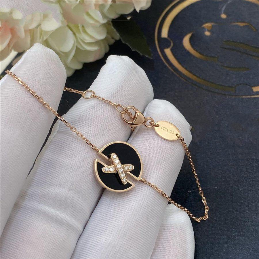 [Elowen jewels ]JEUX DE BRACELET ONYX PINK GOLD DIAMOND