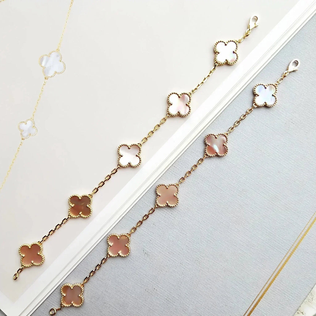 [Elowen jewels ] CLOVER 5 MOTIFS  PINK MOP BRACELET COLLECTION