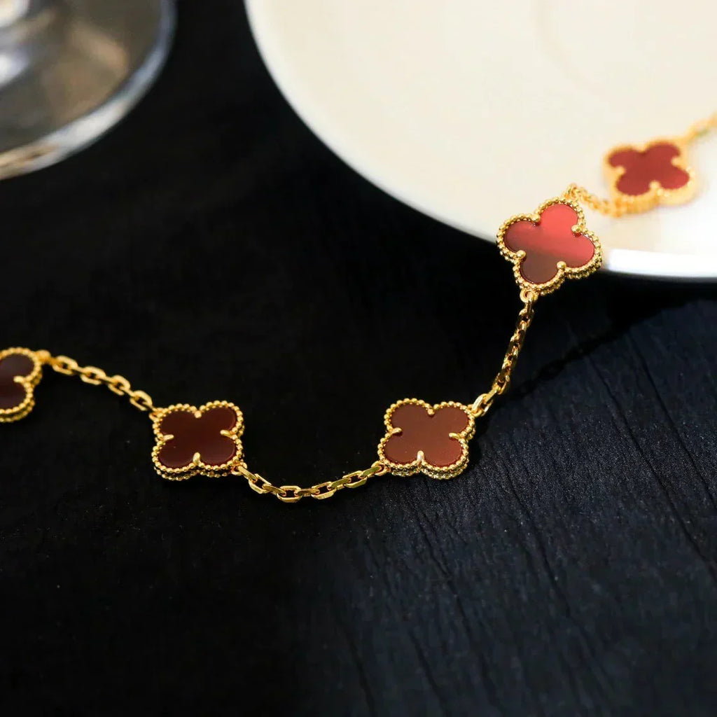 [Elowen jewels ] CLOVER 5 MOTIF RED CORNELIAN BRACELET COLLECTION