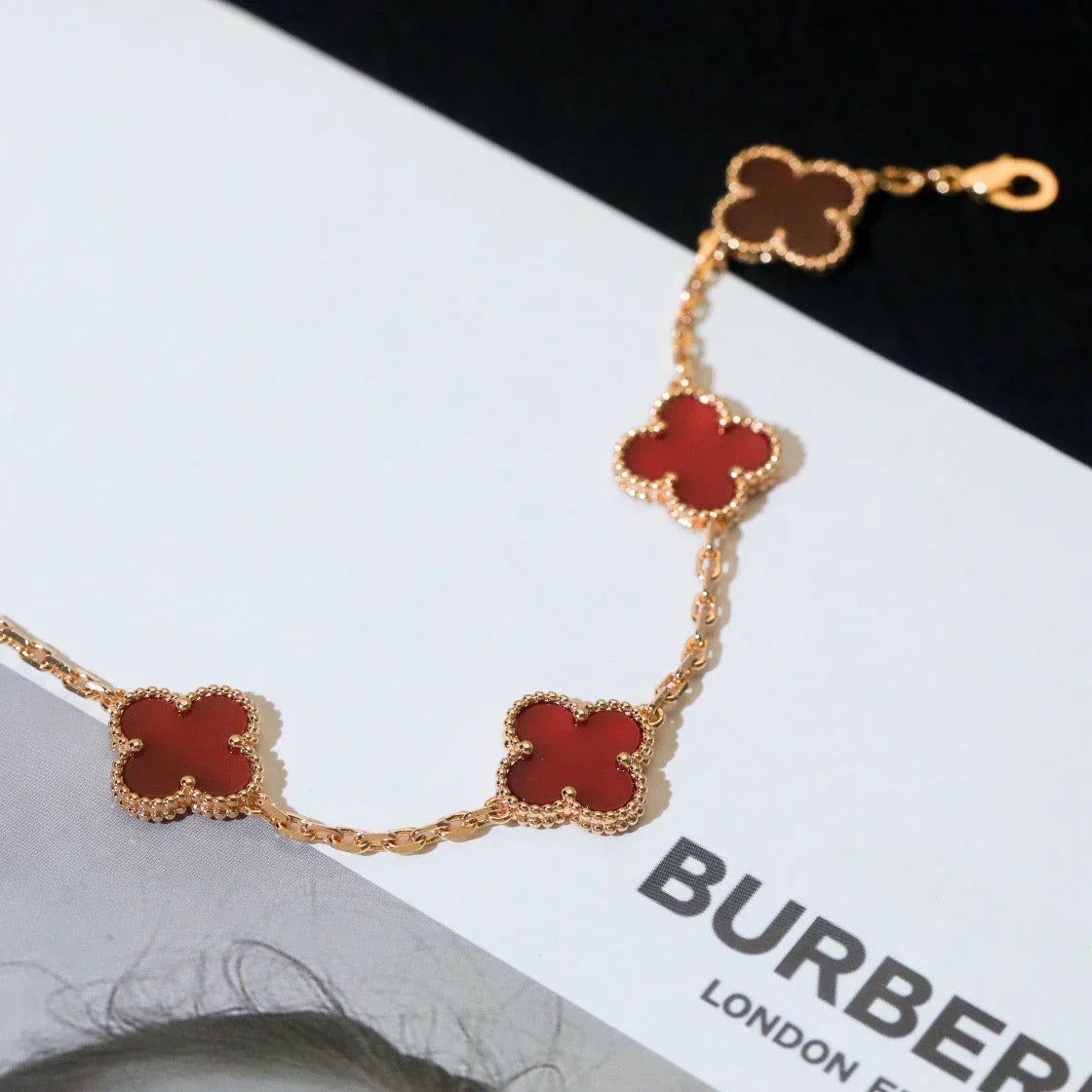 [Elowen jewels ] CLOVER 5 MOTIF RED CORNELIAN BRACELET COLLECTION