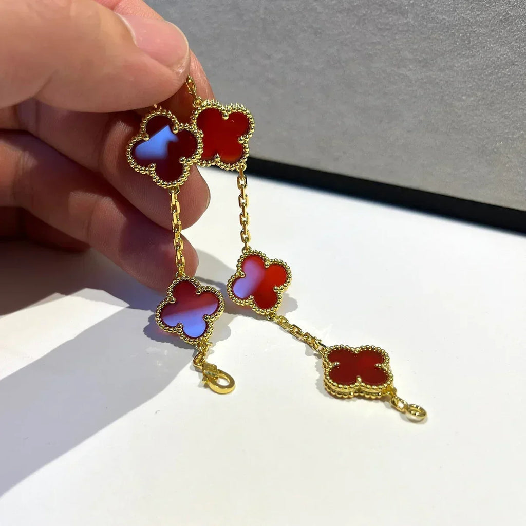 [Elowen jewels ] CLOVER 5 MOTIF RED CORNELIAN BRACELET COLLECTION