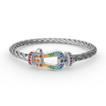 [Elowen jewels ]FORC LARGE HORSESHOE  COLORED DIAMOND BRACELET SILVER