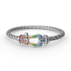 [Elowen jewels ]FORC LARGE HORSESHOE  COLORED DIAMOND BRACELET SILVER