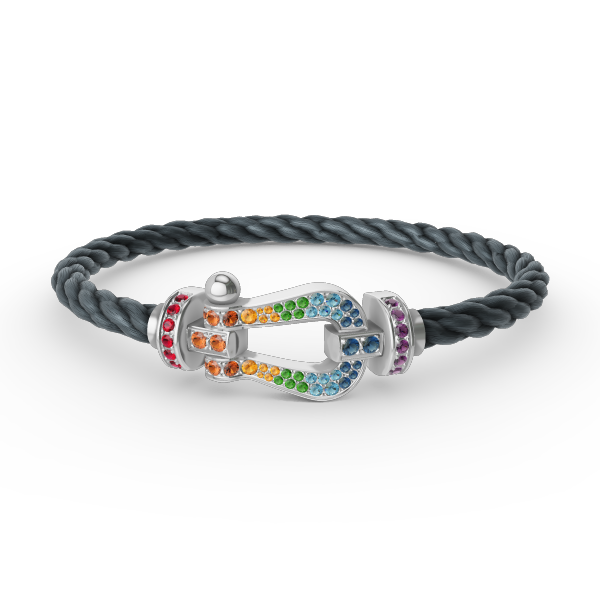 [Elowen jewels ]FORC LARGE HORSESHOE  COLORED DIAMOND BRACELET SILVER