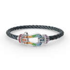 [Elowen jewels ]FORC LARGE HORSESHOE  COLORED DIAMOND BRACELET SILVER