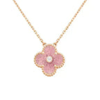 [Elowen jewels ]CLOVER 15MM DIAMOND RHODONIT-HALSKETTE
