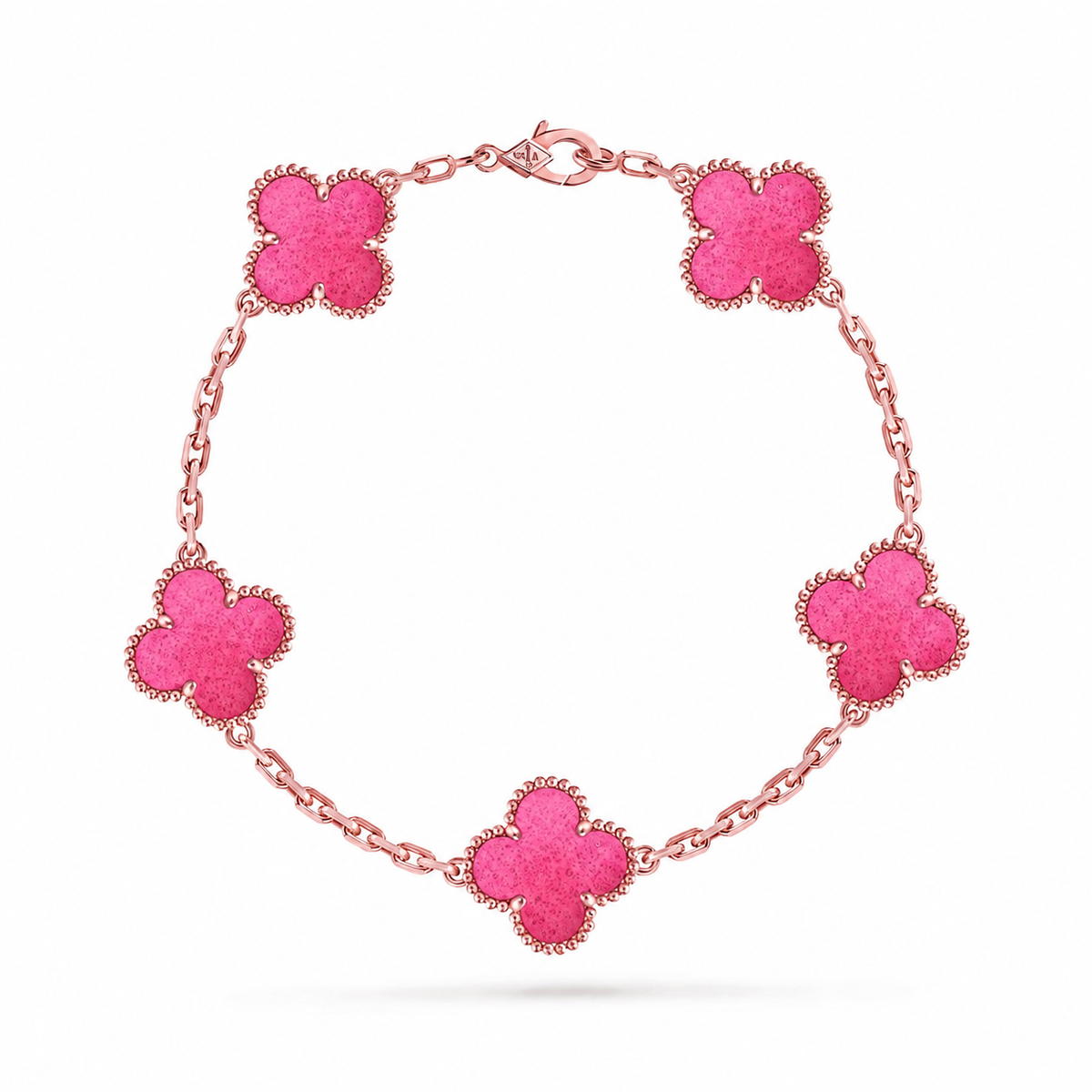 [Elowen]NEW CLOVER 5 MOTIFS PINK ENAMEL BRACELET