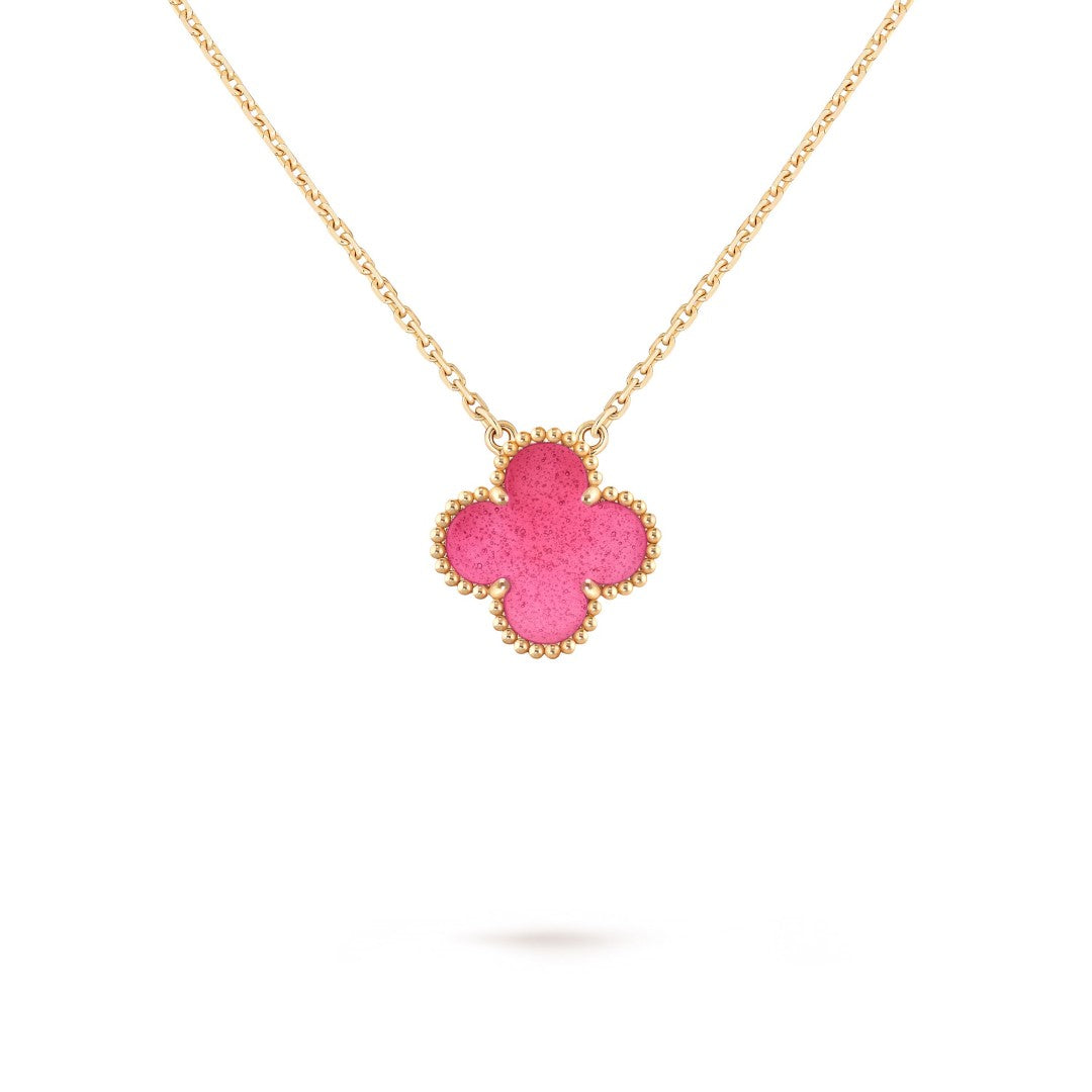 [Elowen] NEW CLOVER 15MM PINK ENAMEL NECKLACE