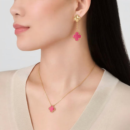 [Elowen] NEW CLOVER 15MM PINK ENAMEL NECKLACE