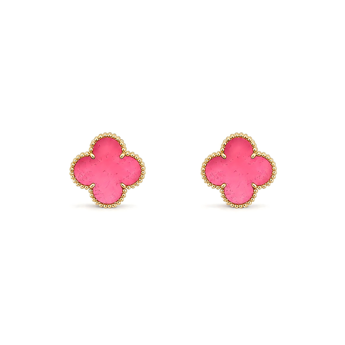 [Elowen]NEW CLOVER 15MM PINK ENAMEL STUD EARRINGS