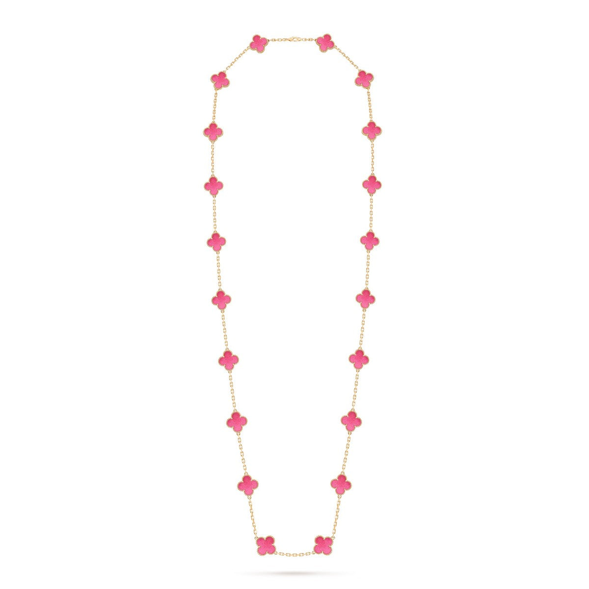 [Elowen] NEW CLOVER 20 MOTIFS PINK ENAMEL NECKLACE