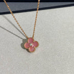 [Elowen jewels ]CLOVER 15MM DIAMANT-HALSKETTE MIT ROSA PERLMUTT