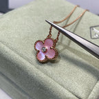 [Elowen jewels ]CLOVER 15MM DIAMANT-HALSKETTE MIT ROSA PERLMUTT