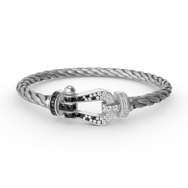 [Elowen jewels ]FORCE LARGE HORSESHOE BLACK WHITE DIAMOND BRACELET SILVER