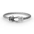[Elowen jewels ]FORCE LARGE HORSESHOE BLACK WHITE DIAMOND BRACELET SILVER