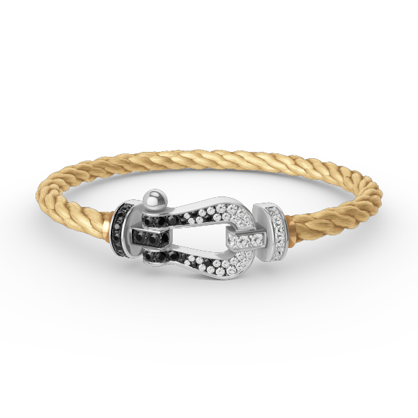 [Elowen jewels ]FORCE LARGE HORSESHOE BLACK WHITE DIAMOND BRACELET SILVER