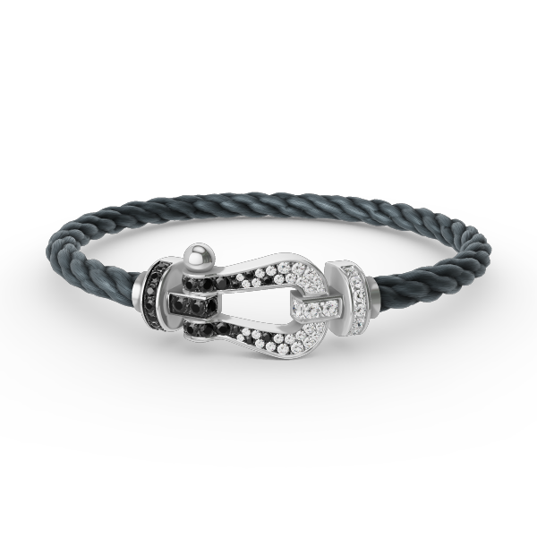 [Elowen jewels ]FORCE LARGE HORSESHOE BLACK WHITE DIAMOND BRACELET SILVER