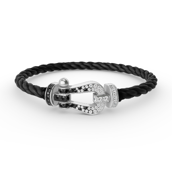 [Elowen jewels ]FORCE LARGE HORSESHOE BLACK WHITE DIAMOND BRACELET SILVER