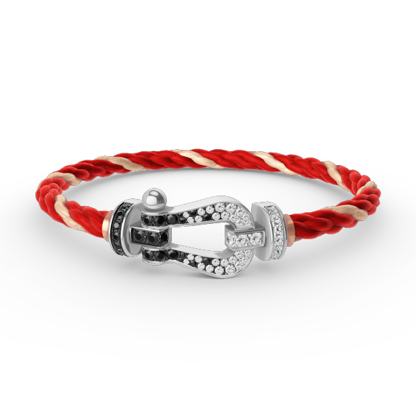 [Elowen jewels ]FORCE LARGE HORSESHOE BLACK WHITE DIAMOND BRACELET SILVER