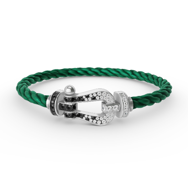 [Elowen jewels ]FORCE LARGE HORSESHOE BLACK WHITE DIAMOND BRACELET SILVER