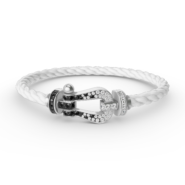 [Elowen jewels ]FORCE LARGE HORSESHOE BLACK WHITE DIAMOND BRACELET SILVER