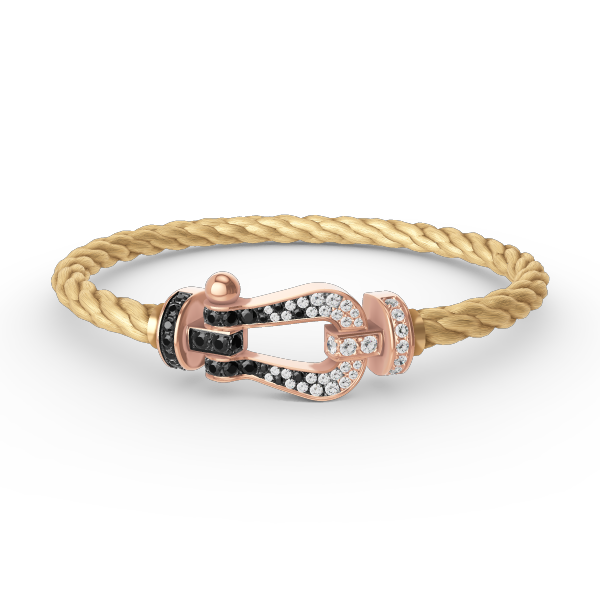 [Elowen jewels ]FORCE LARGE HORSESHOE BLACK WHITE DIAMOND BRACELET ROSE GOLD