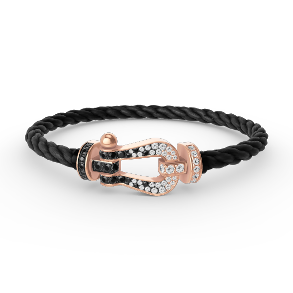 [Elowen jewels ]FORCE LARGE HORSESHOE BLACK WHITE DIAMOND BRACELET ROSE GOLD