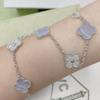 [Elowen jewels ] KOLLEKTION: CLOVER 5-MOTIV ARMBAND AUS LILA CHALCEDON