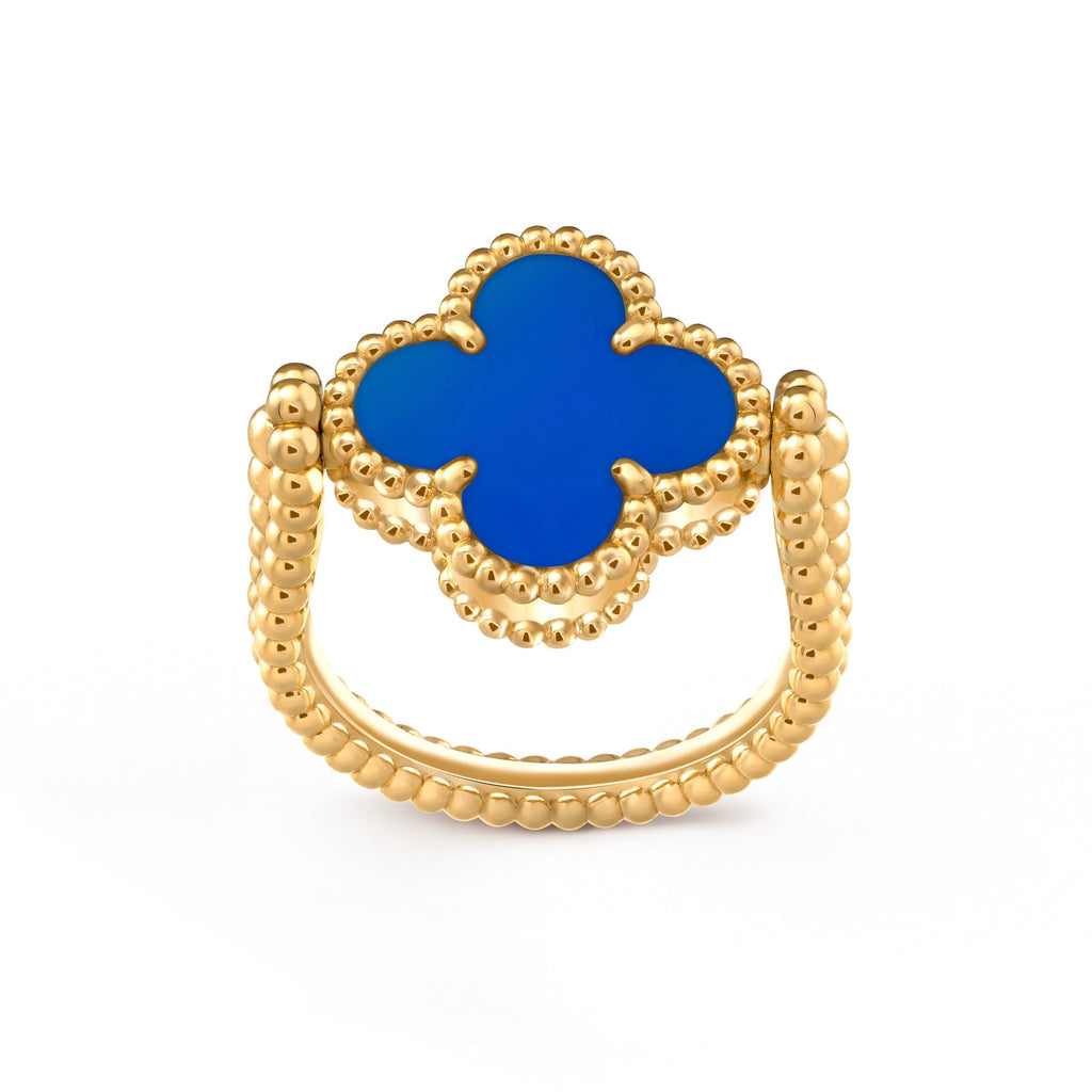 [Elowen jewels ]WENDBARER KLEEBATT-RING MIT BLAUEM ACHAT
