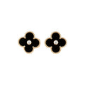 [Elowen jewels ]CLOVER MEDIUM 1 MOTIV ONYX DIAMANT OHRRINGE
