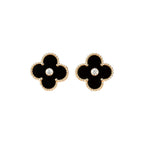 [Elowen jewels ]CLOVER MEDIUM 1 MOTIV ONYX DIAMANT OHRRINGE
