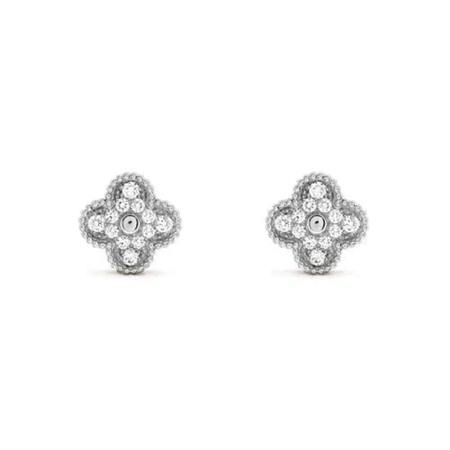[Elowen jewels ]CLOVER 1 MOTIV DIAMANT-OHRSTECKER SILBER