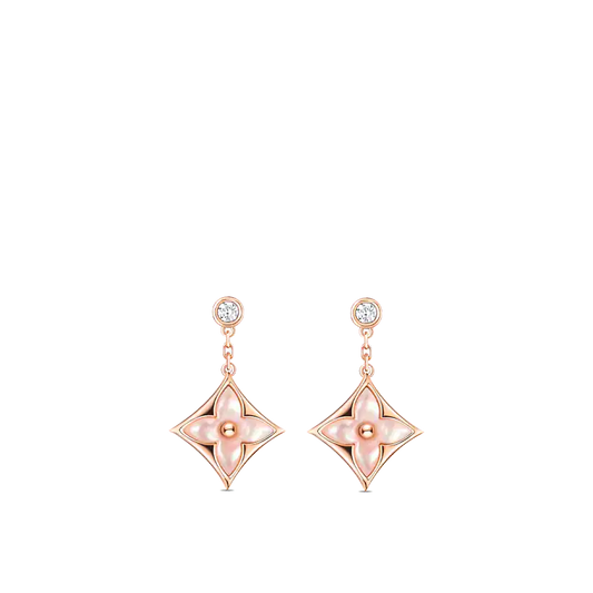 [Elowen Jewels]DOUBLE STAR PINK GOLD MOP DROP EARRINGS