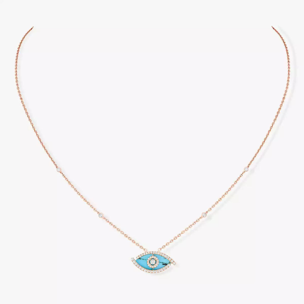 [Elowen jewels]Lucky Eye Diamant-Halskette in Roségold und Türkis