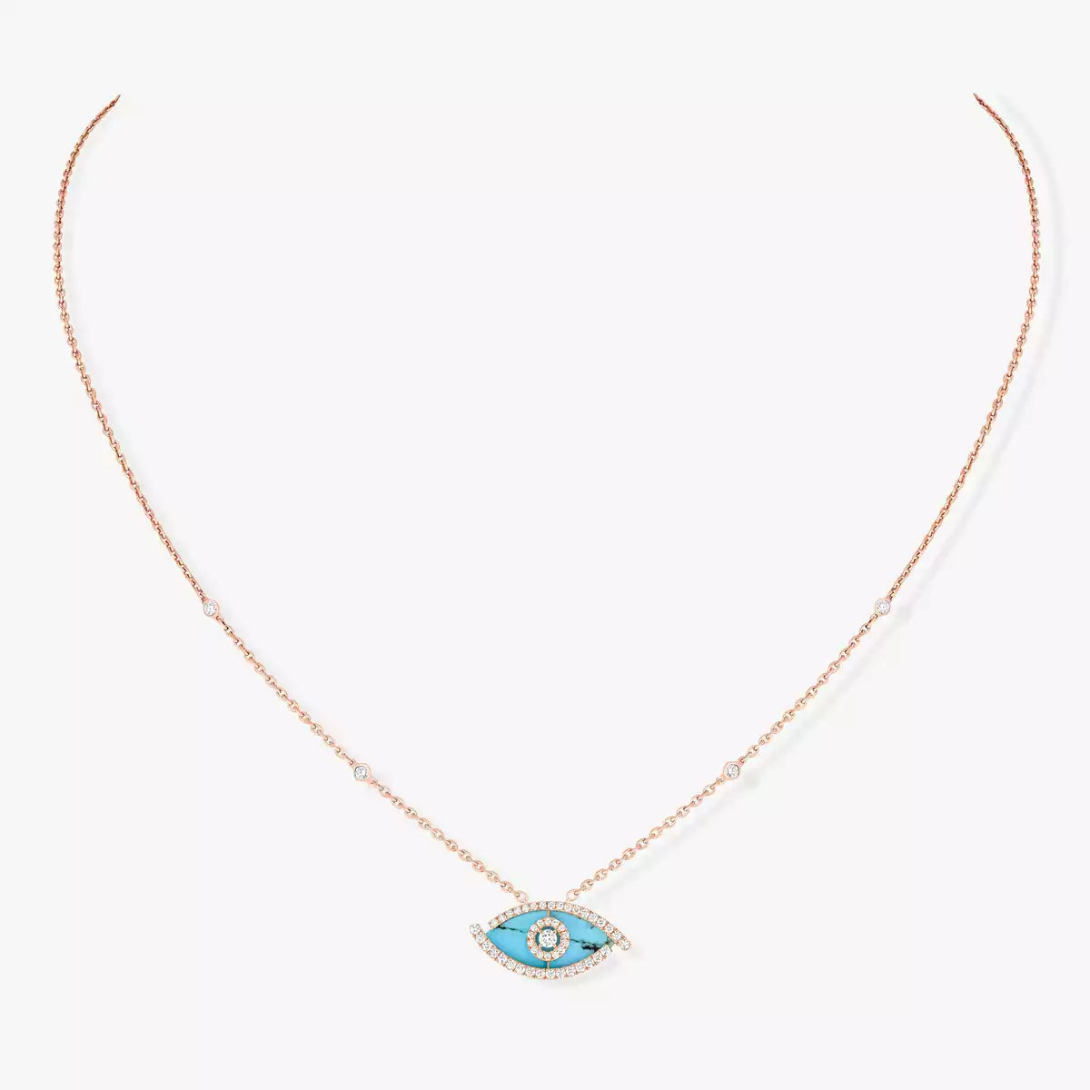 [Elowen jewels]Lucky Eye Diamond Necklace in Rose Gold and Turquoise